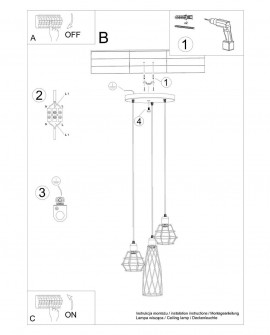 Lampa wisząca SUBA 3P czarna Sollux SL.1166