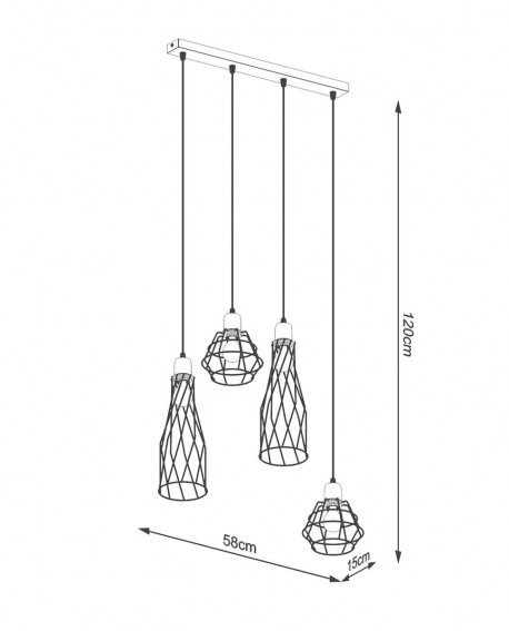 Lampa wisząca SUBA 4L czarna Sollux SL.1167