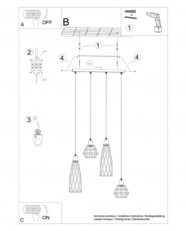 Lampa wisząca SUBA 4L czarna Sollux SL.1167