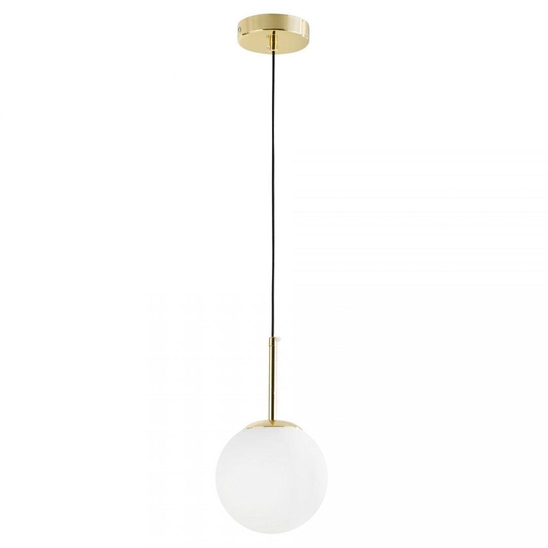 Lampa wisząca Fredica 15 Lumina Deco, złota oprawa z białą kulą, nowoczesne oświetlenie do jadalni