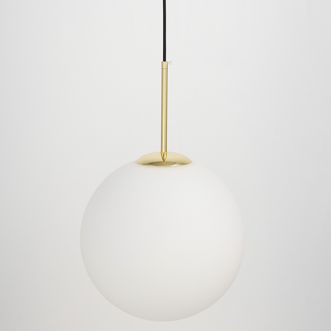 LAMPA WISZĄCA NOWOCZESNA ZŁOTO KLASYCZNE BIAŁA KULA FREDICA 30 LUMINA DECO