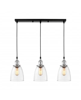 LAMPA WISZĄCA LOFT POTRÓJNA CHROMOWANA FABI W3 LUMINA DECO