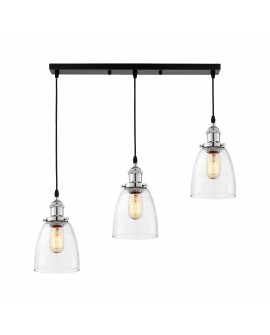 LAMPA WISZĄCA LOFT POTRÓJNA CHROMOWANA FABI W3 LUMINA DECO