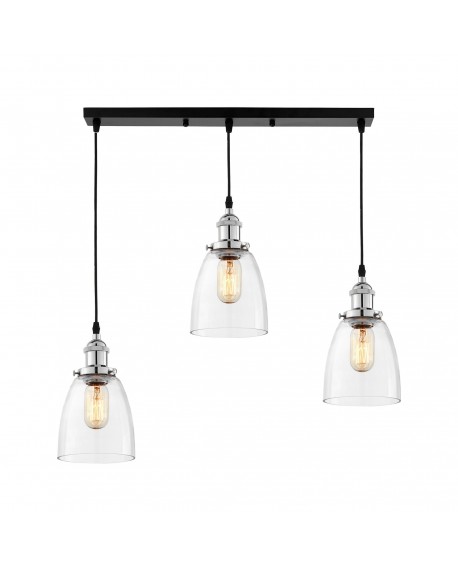 LAMPA WISZĄCA LOFT POTRÓJNA CHROMOWANA FABI W3 LUMINA DECO