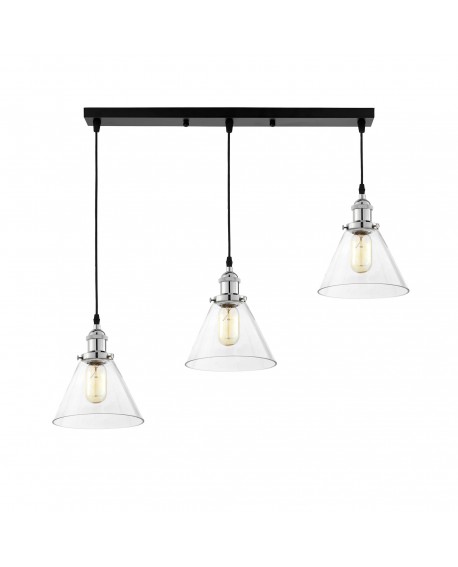 LAMPA WISZĄCA LOFT POTRÓJNA CHROMOWANA NUBI W3 LUMINA DECO