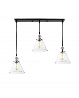 LAMPA WISZĄCA LOFT POTRÓJNA CHROMOWANA NUBI W3 LUMINA DECO