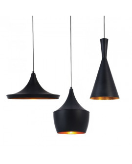 LAMPA WISZĄCA LOFT CZARNA POTRÓJNA FOGGI TRIO LUMINA DECO