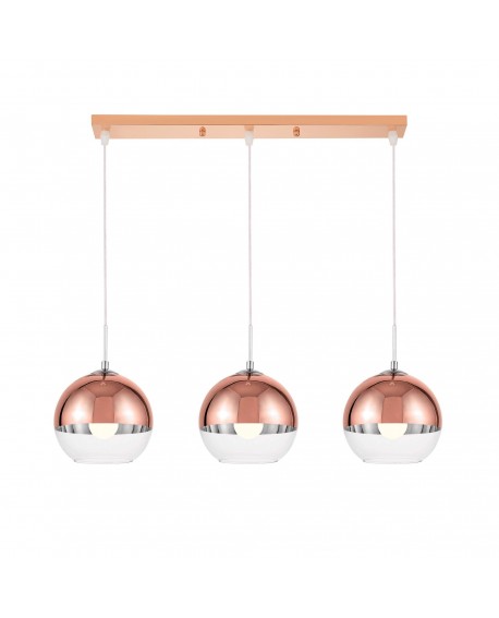 LAMPA WISZĄCA NOWOCZESNA POTRÓJNA RÓŻOWE ZŁOTO VERONI W3 LUMINA DECO