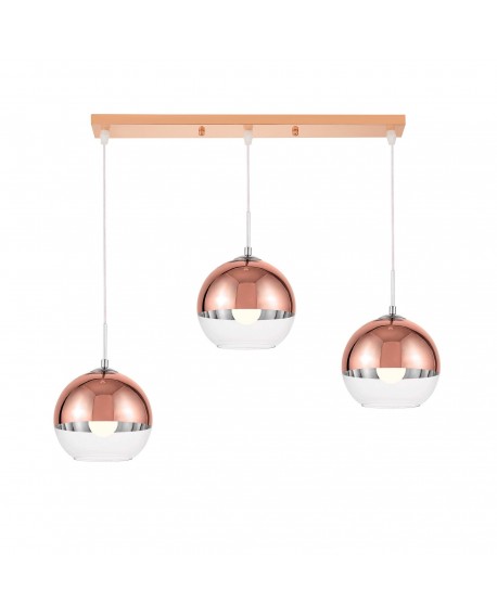 LAMPA WISZĄCA NOWOCZESNA POTRÓJNA RÓŻOWE ZŁOTO VERONI W3 LUMINA DECO