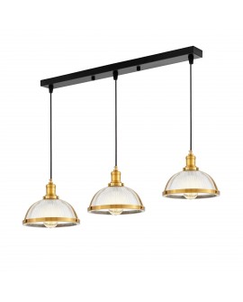 LAMPA WISZĄCA LOFT POTRÓJNA ZŁOTO SZCZOTKOWANE BRICO W3 LUMINA DECO