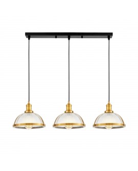 LAMPA WISZĄCA LOFT POTRÓJNA ZŁOTO SZCZOTKOWANE BRICO W3 LUMINA DECO