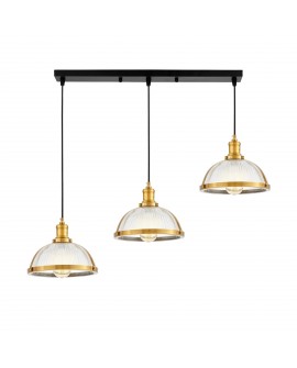 LAMPA WISZĄCA LOFT POTRÓJNA ZŁOTO SZCZOTKOWANE BRICO W3 LUMINA DECO