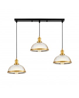 LAMPA WISZĄCA LOFT POTRÓJNA ZŁOTO SZCZOTKOWANE BRICO W3 LUMINA DECO