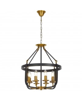 LAMPA WISZĄCA LOFT CZARNO-ZŁOTA SZCZOTKOWANA BERLING W8 LUMINA DECO