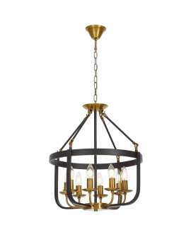LAMPA WISZĄCA LOFT CZARNO-ZŁOTA SZCZOTKOWANA BERLING W8 LUMINA DECO