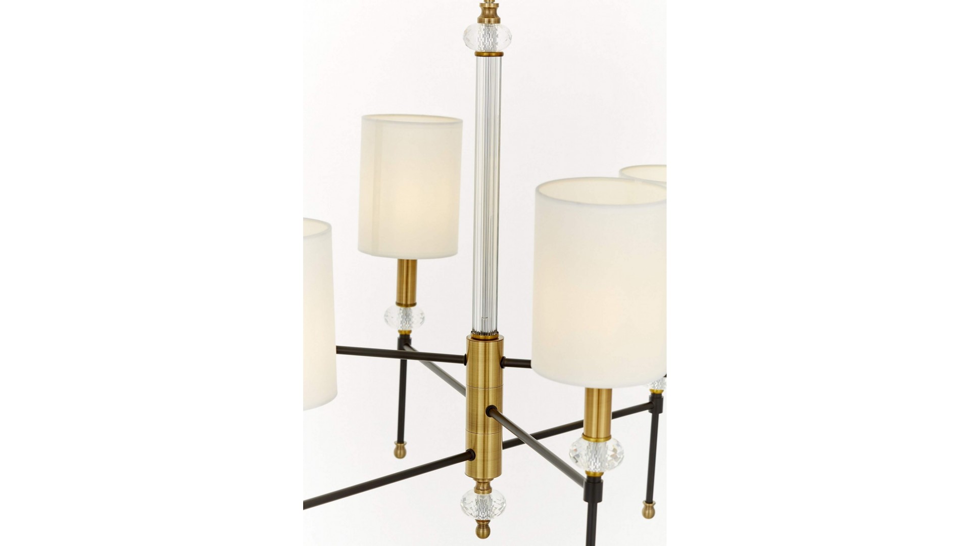LAMPA WISZĄCA ŻYRANDOL NOWOCZESNY BIAŁO-ZŁOTY SZCZOTKOWANY RODEZIO W6 LUMINA DECO