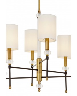 LAMPA WISZĄCA ŻYRANDOL NOWOCZESNY BIAŁO-ZŁOTY SZCZOTKOWANY RODEZIO W6 LUMINA DECO