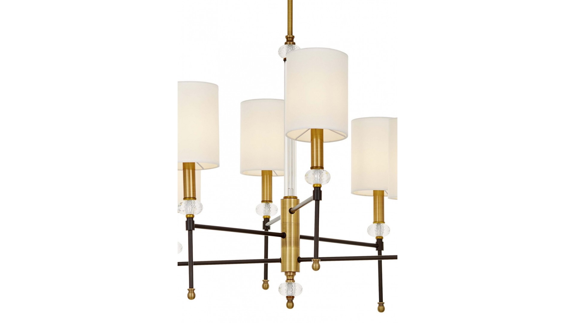 LAMPA WISZĄCA ŻYRANDOL NOWOCZESNY BIAŁO-ZŁOTY SZCZOTKOWANY RODEZIO W6 LUMINA DECO