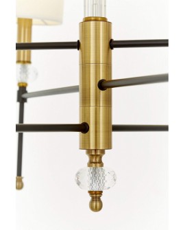 LAMPA WISZĄCA ŻYRANDOL NOWOCZESNY BIAŁO-ZŁOTY SZCZOTKOWANY RODEZIO W6 LUMINA DECO