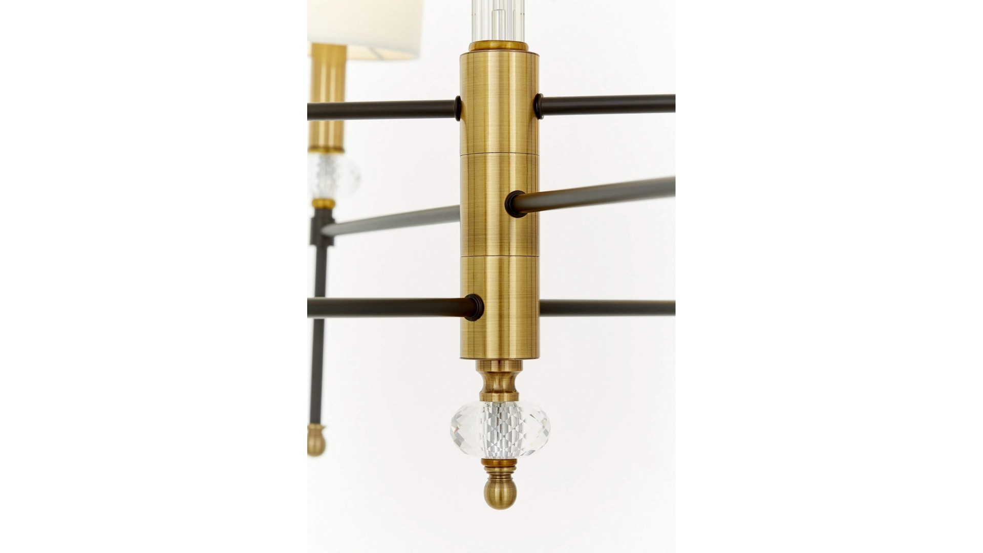 LAMPA WISZĄCA ŻYRANDOL NOWOCZESNY BIAŁO-ZŁOTY SZCZOTKOWANY RODEZIO W6 LUMINA DECO
