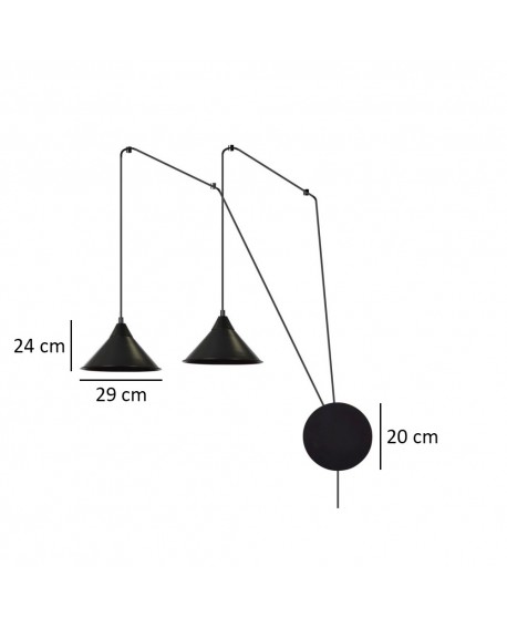 LAMPA WISZĄCA ABRAMO 2 CZARNA EMIBIG 160/2