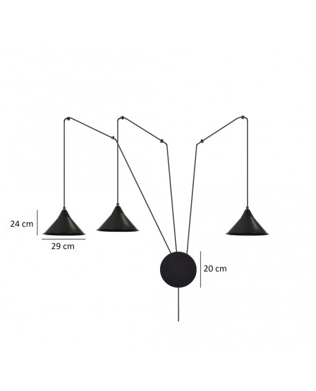 LAMPA WISZĄCA ABRAMO 3 CZARNA EMIBIG 160/3