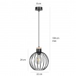 LAMPA WISZĄCA BARBADO 1 CZARNA EMIBIG 754/1