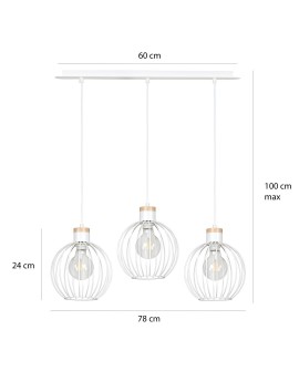 LAMPA WISZĄCA BARBADO 3 BIAŁA EMIBIG 755/3