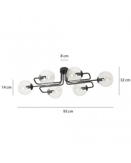 LAMPA SUFITOWA BRENDI 6-PUNKTOWA CZARNA PRZEZROCZYSTA EMIBIG 831/6A