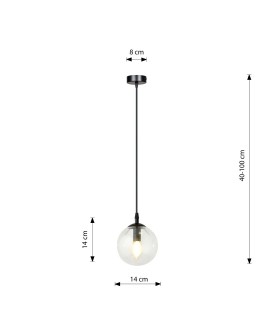 LAMPA WISZĄCA COSMO 1 CZARNA PRZEZROCZYSTA EMIBIG 711/1