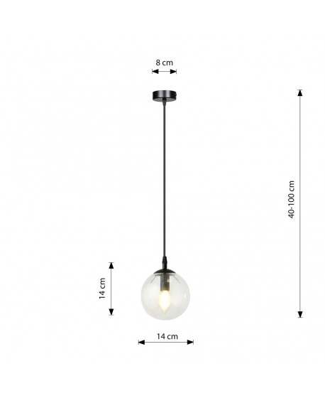 LAMPA WISZĄCA COSMO 1 CZARNA PRZEZROCZYSTA EMIBIG 711/1