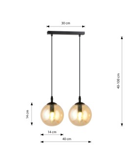 LAMPA WISZĄCA COSMO 2 CZARNA MIODOWA EMIBIG 713/2