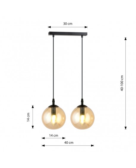 LAMPA WISZĄCA COSMO 2 CZARNA MIODOWA EMIBIG 713/2