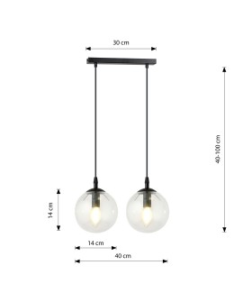 LAMPA WISZĄCA COSMO 2 CZARNA PRZEZROCZYSTA EMIBIG 711/2