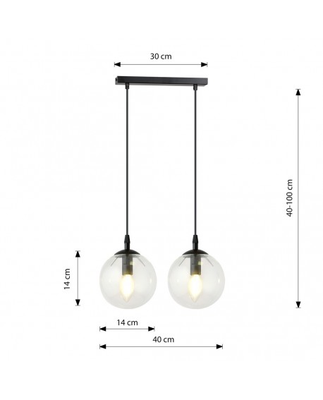 LAMPA WISZĄCA COSMO 2 CZARNA PRZEZROCZYSTA EMIBIG 711/2