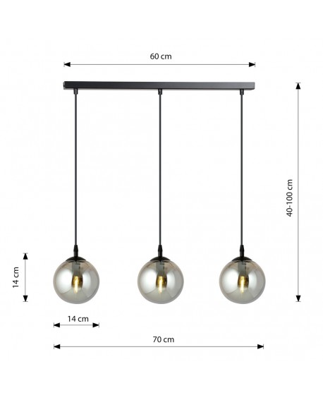 LAMPA WISZĄCA COSMO 3 CZARNA GRAFITOWA EMIBIG 712/3