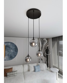 LAMPA WISZĄCA COSMO 3 CZARNA PREMIUM GRAFITOWA EMIBIG 712/3PREM