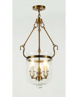 Lampa wisząca złota szczotkowana Leo Lumina Deco na białym tle, eleganckie oświetlenie w klasycznym stylu do salonu