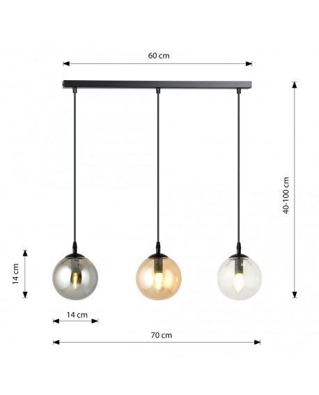 LAMPA WISZĄCA COSMO 3 CZARNA MIX EMIBIG 714/3