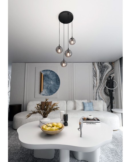 LAMPA WISZĄCA COSMO 4 CZARNA PREMIUM GRAFITOWA EMIBIG 712/4PREM