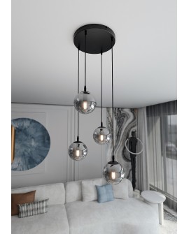 LAMPA WISZĄCA COSMO 4 CZARNA PREMIUM GRAFITOWA EMIBIG 712/4PREM