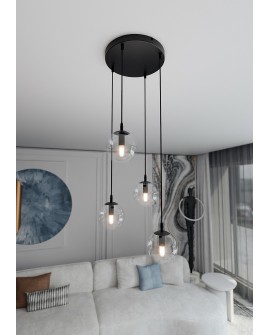 LAMPA WISZĄCA COSMO 4 CZARNA PREMIUM PRZEZROCZYSTA EMIBIG 711/4PREM