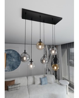 LAMPA WISZĄCA COSMO 6 CZARNA MIX1 EMIBIG 714/6M1