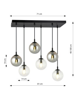 LAMPA WISZĄCA COSMO 6 CZARNA MIX2 EMIBIG 714/6M2