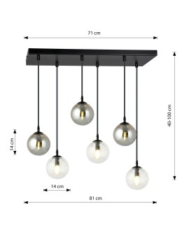 LAMPA WISZĄCA COSMO 6 CZARNA MIX2 EMIBIG 714/6M2