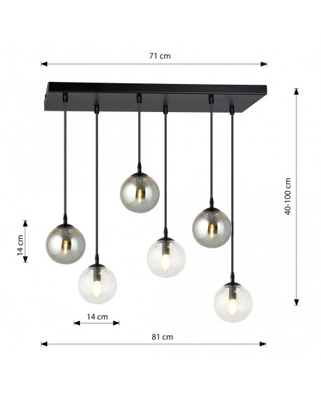 LAMPA WISZĄCA COSMO 6 CZARNA MIX2 EMIBIG 714/6M2