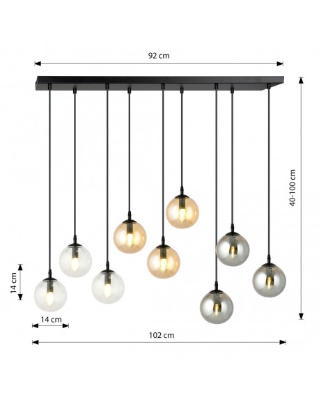 LAMPA WISZĄCA COSMO 9 CZARNA MIX1 EMIBIG 714/9M1