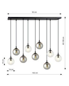 LAMPA WISZĄCA COSMO 9 CZARNA MIX2 EMIBIG 714/9M2