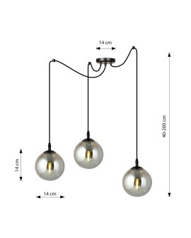 LAMPA WISZĄCA GIGI 3 CZARNA GRAFITOWA EMIBIG 937/3