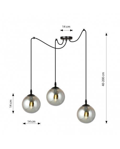 LAMPA WISZĄCA GIGI 3 CZARNA GRAFITOWA EMIBIG 937/3